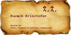 Kuzmik Krisztofer névjegykártya